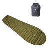 Alpin Loacker ultra light sleeping bag summer in kaki green with packing bag. Summer sleeping bag ultralight in olive green-made 100% recycled material